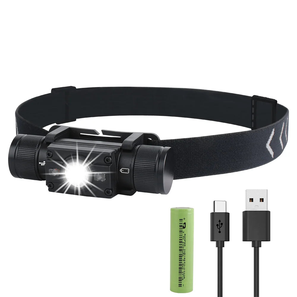 D10 LED Headlamp Powerful 3000LM Waterproof Headlight Type-C Rechargeable 18650 Head Torch Camping Fishing Lantern