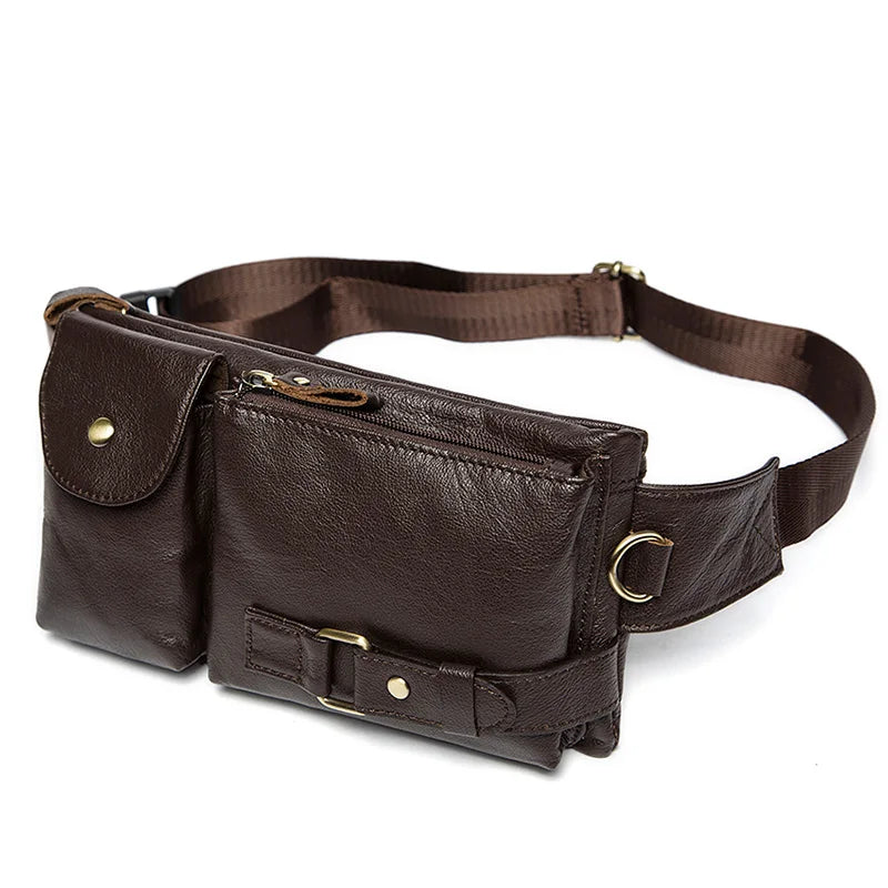Genuine Leather Waist Packs Men Waist Bags Fanny Pack Belt Bag Phone Bags Travel Waist Pack Male Small Waist Bag Leather