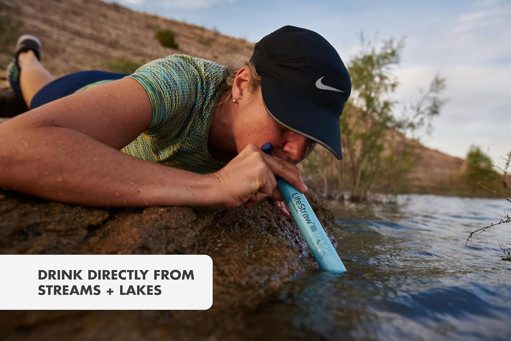 Personal Water Filter for Hiking, Camping, Travel, and Emergency Preparedness, Navy Blue
