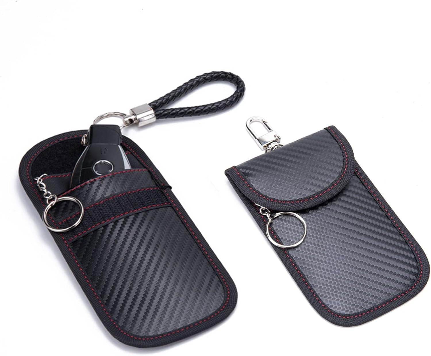 Faraday Bag for Key Fob (2 Pack), Car RFID Signal Blocking Pouch,Key Fob Signal Blocker, Black Anti-Theft Signal Blocker, Remote Entry Smart Fob Case