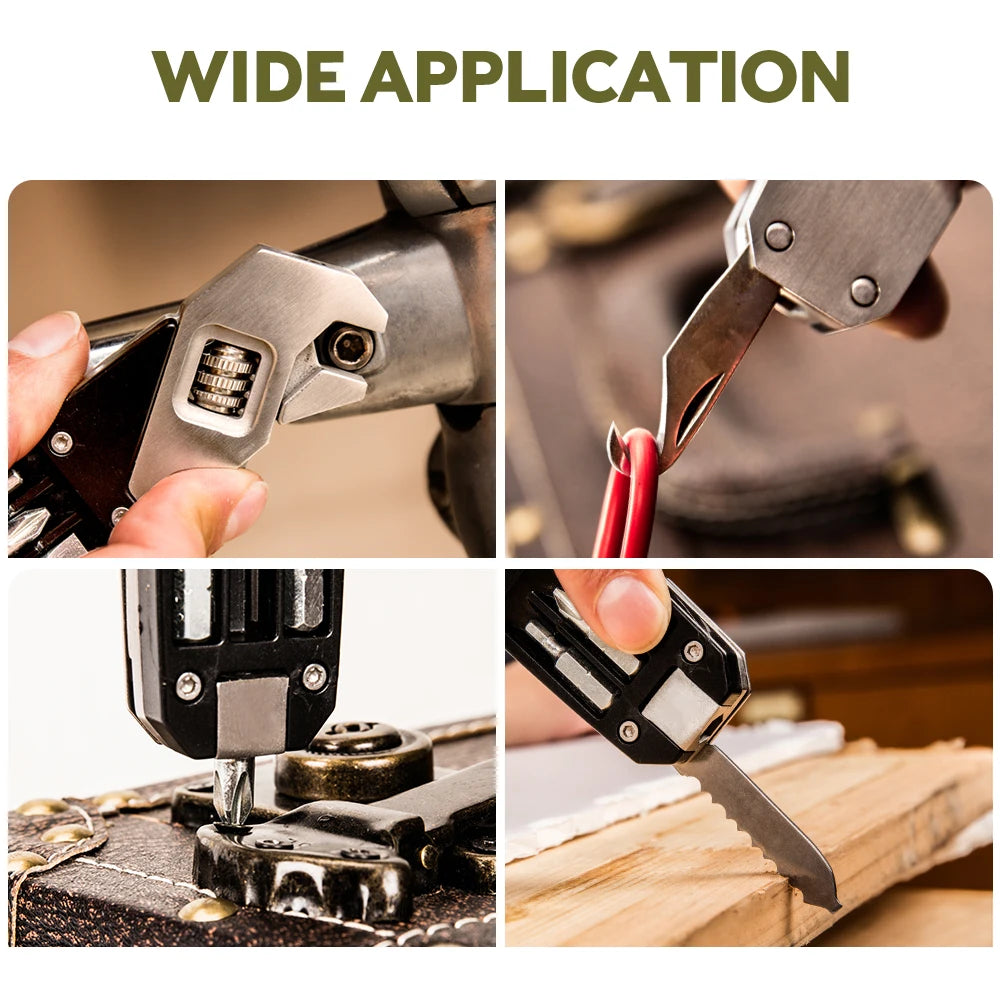 SWISS TECH Folding Adjustable Wrenches Portable EDC Multitools Replaceable Multi-Purpose Screwdriver Kit Pocket Repair Tool Sets