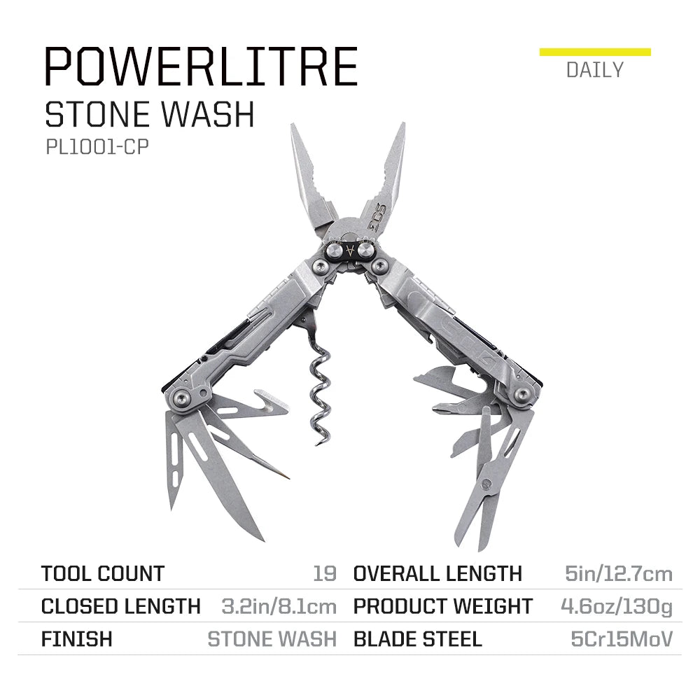 Powerlitre Multi-Tool Lightweight Mini EDC Hiking Pliers Professional Tool Camping Functional Outdoor Hand Tools PL1001/1002