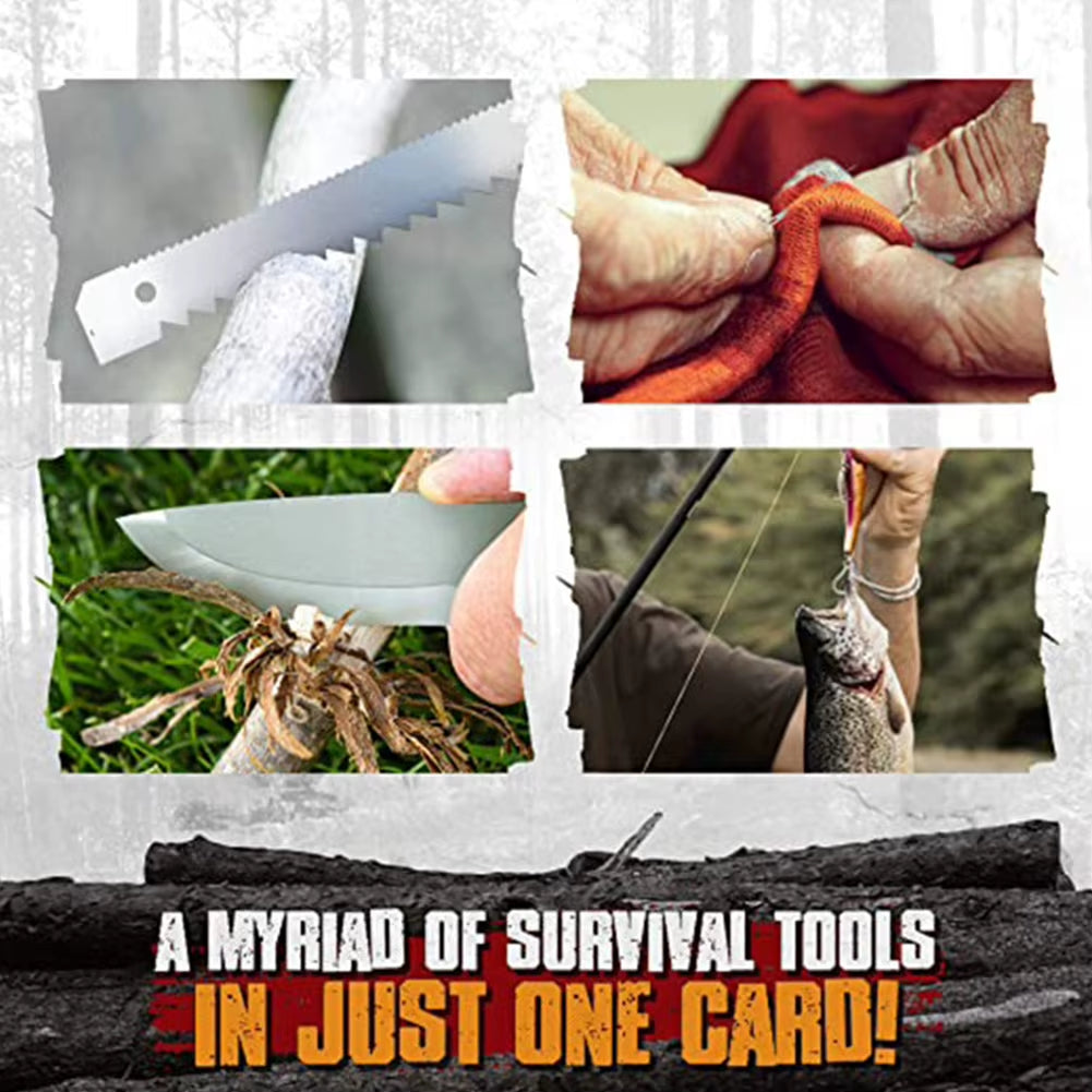 Survival Tool Card Outdoor EDC Survival Fishing Hook Card Multifunctional Portable for Camping Hiking Fishing Hunting Tool Cards