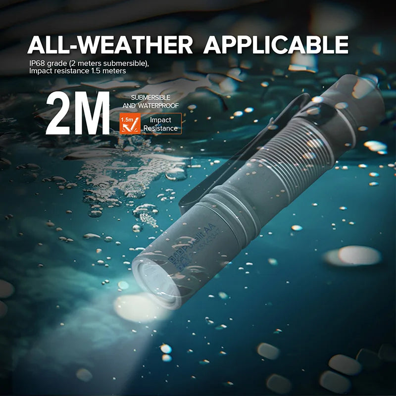 Pokelit AA Titanium EDC Flashlight 1000 Lumens 114 Meters 14500 Rechargeable Battery Flashlight Compact Size Daily EDC