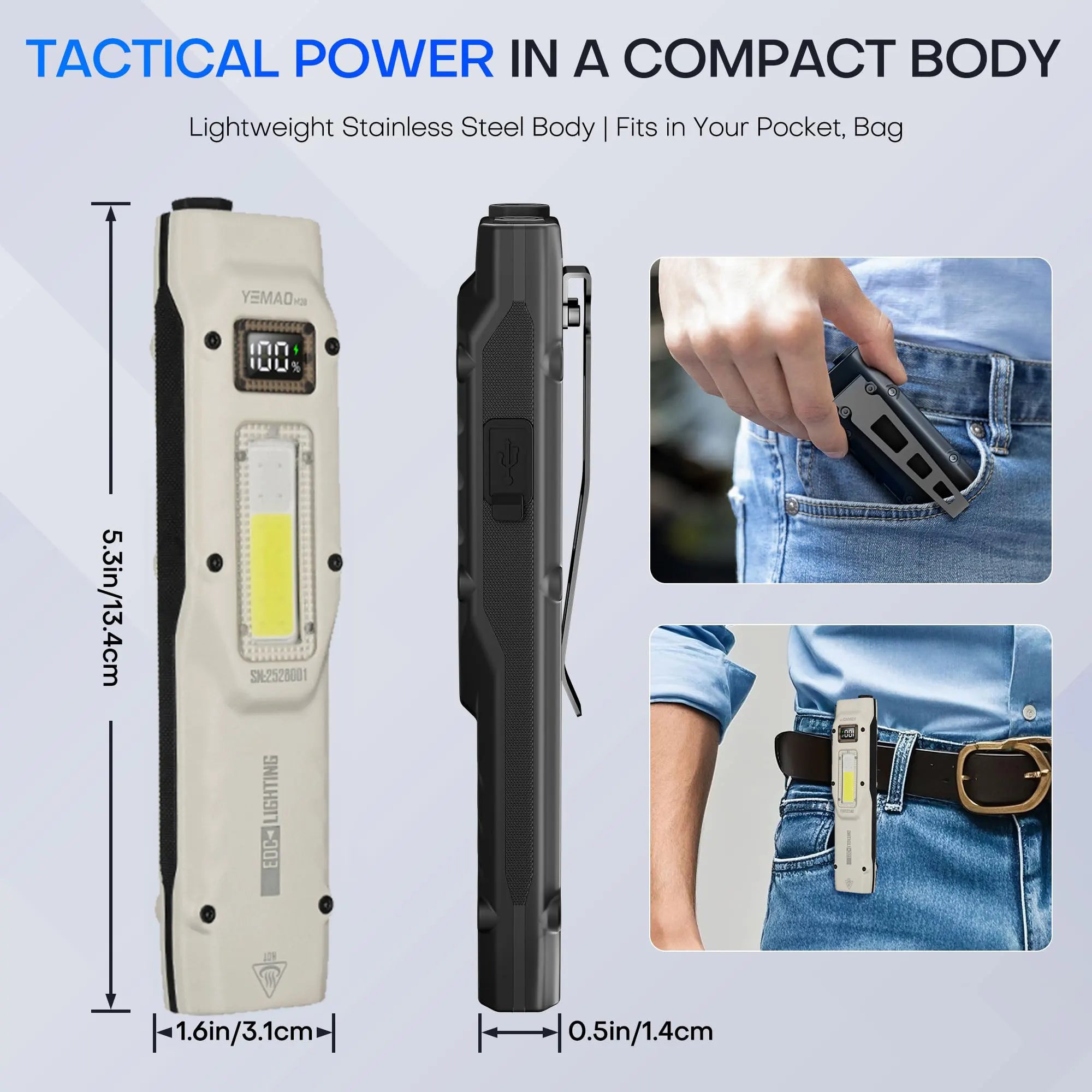 M28 Multifunctional Rechargeable Tactical EDC Flashlight Portable Waterproof Outdoor Torch for Camping Hunting Fishing