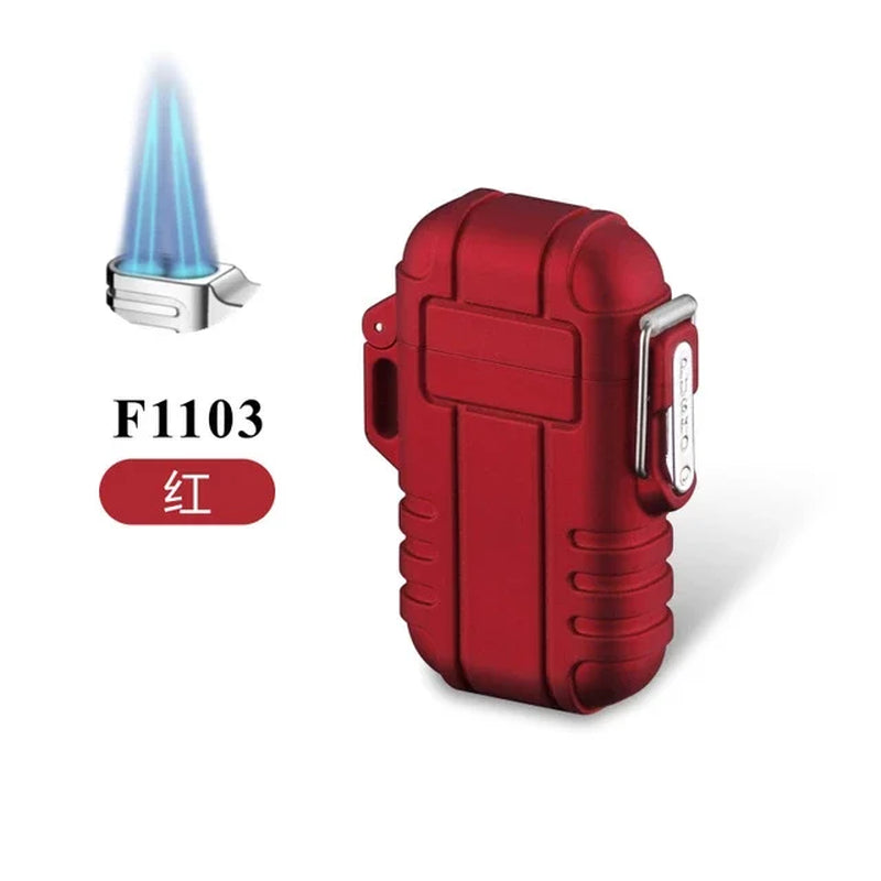 Outdoor Waterproof Lighter with Lanyard Portable Blue Flame Jet Lighter Butane Turbo Cigar Lighter Camping Wading Men'S Gadgets