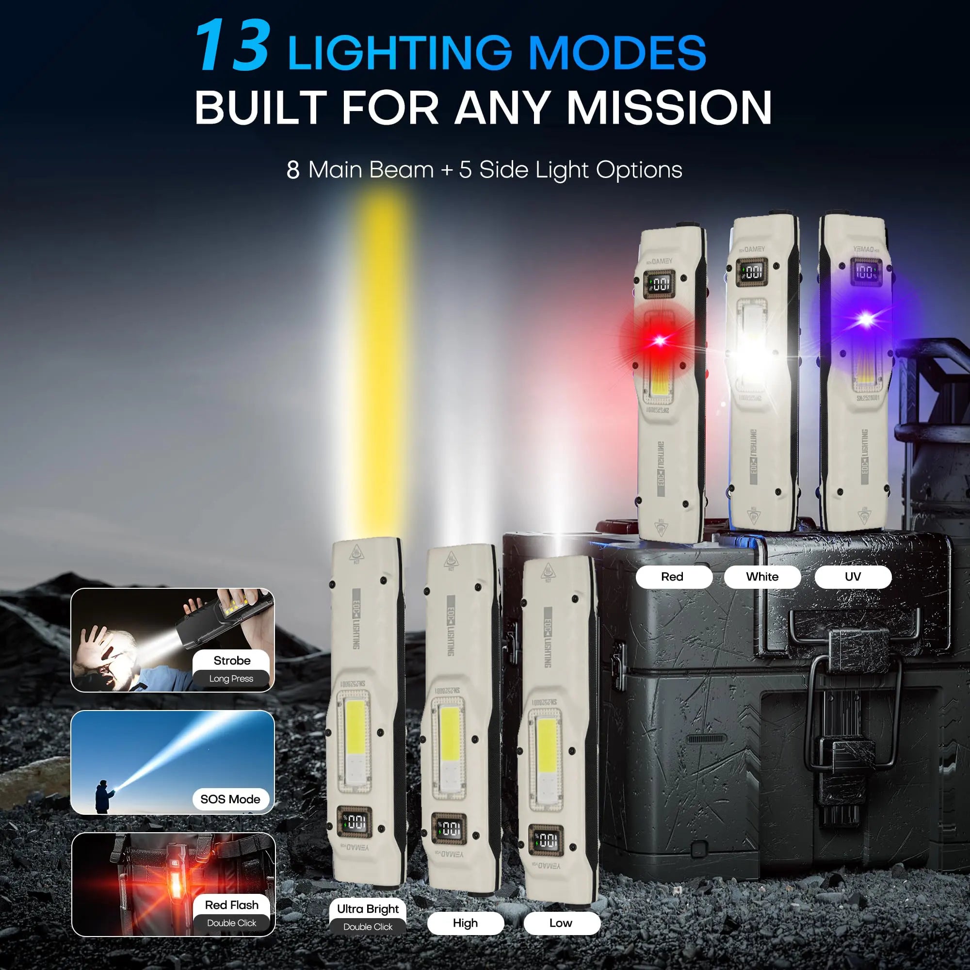 M28 Multifunctional Rechargeable Tactical EDC Flashlight Portable Waterproof Outdoor Torch for Camping Hunting Fishing