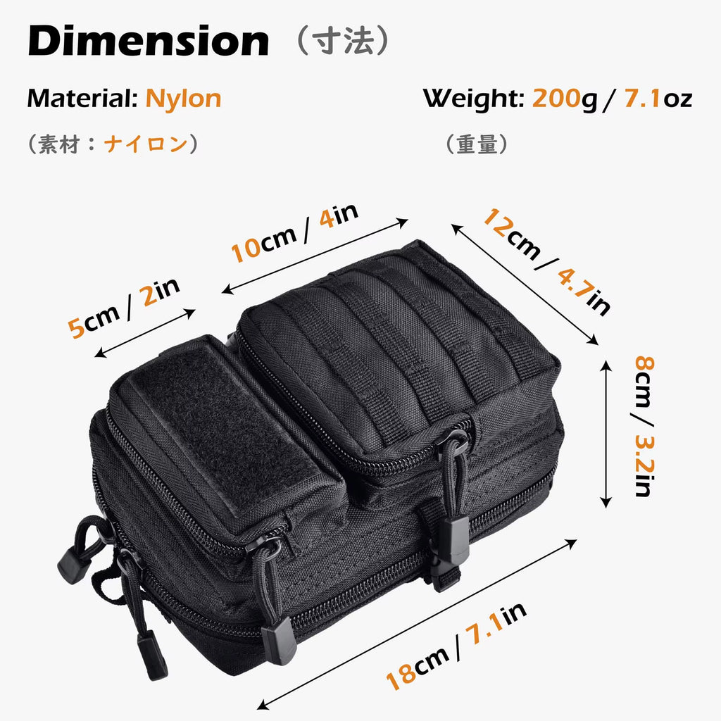 Tactical Molle Utility Pouch, Phone Tool Waist Bag Medical EDC IFAK Pack Mini Design of 3-Day Backpack for Hiking Fishing