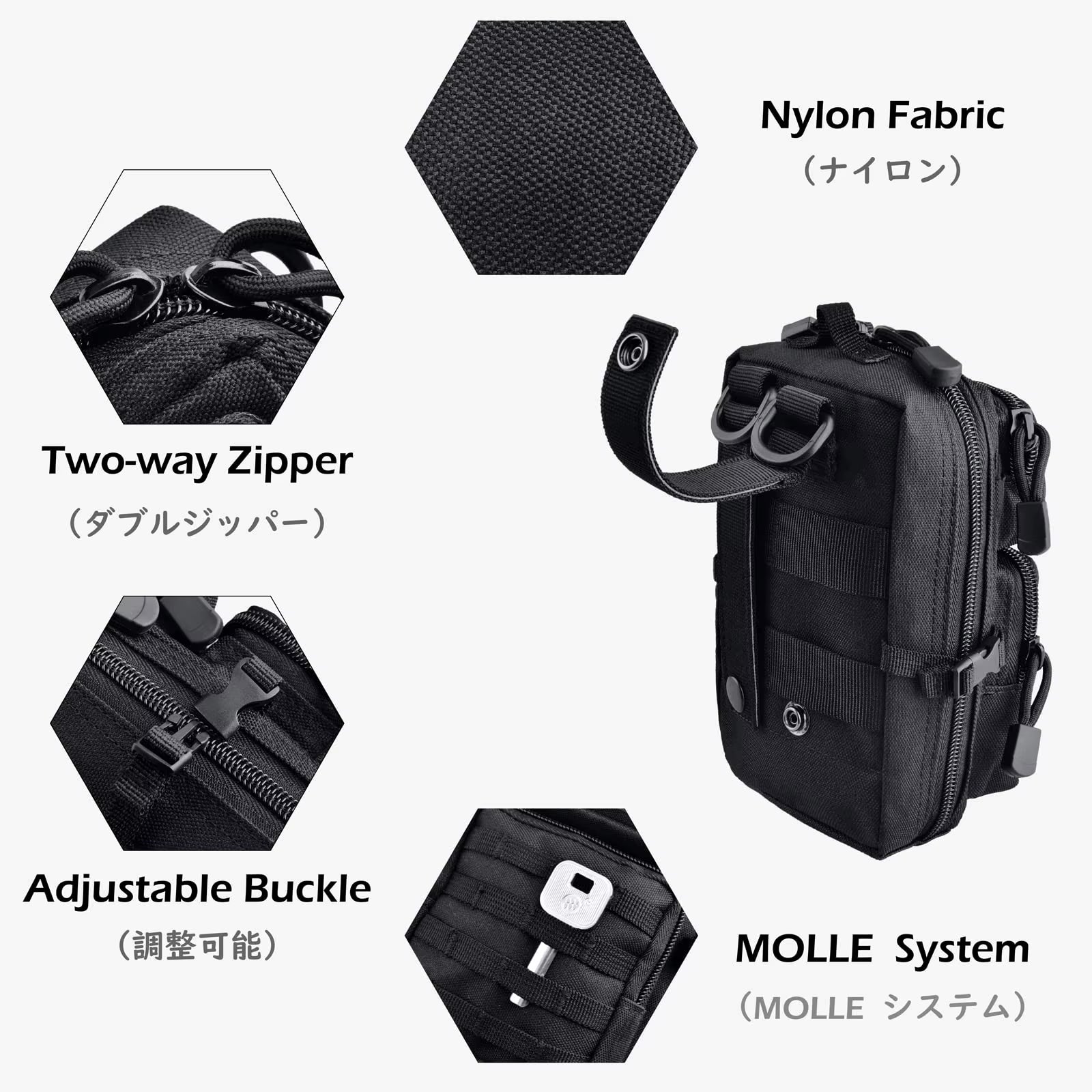 Tactical Molle Utility Pouch, Phone Tool Waist Bag Medical EDC IFAK Pack Mini Design of 3-Day Backpack for Hiking Fishing