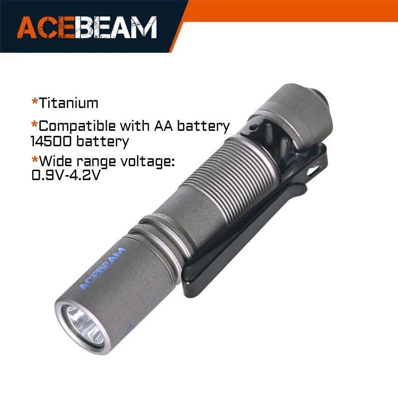 Pokelit AA Titanium EDC Flashlight 1000 Lumens 114 Meters 14500 Rechargeable Battery Flashlight Compact Size Daily EDC