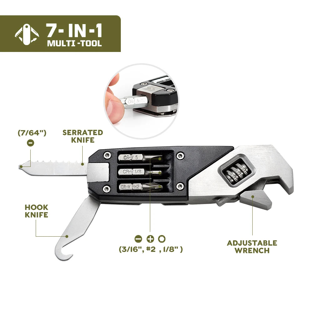 SWISS TECH Folding Adjustable Wrenches Portable EDC Multitools Replaceable Multi-Purpose Screwdriver Kit Pocket Repair Tool Sets
