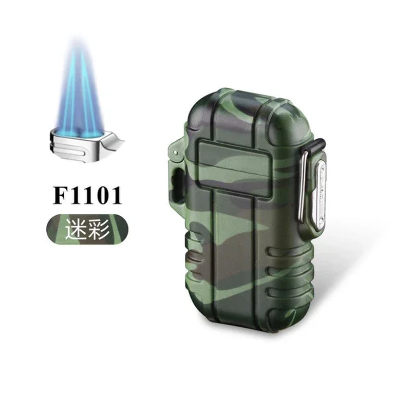 Outdoor Waterproof Lighter with Lanyard Portable Blue Flame Jet Lighter Butane Turbo Cigar Lighter Camping Wading Men'S Gadgets