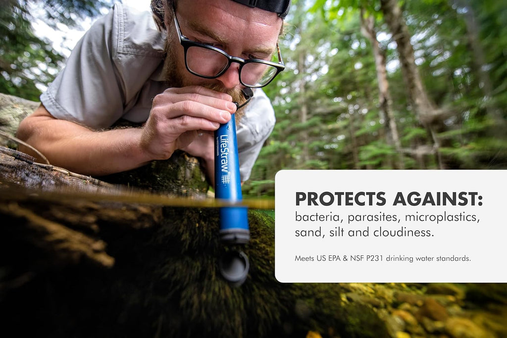 Personal Water Filter for Hiking, Camping, Travel, and Emergency Preparedness, Navy Blue