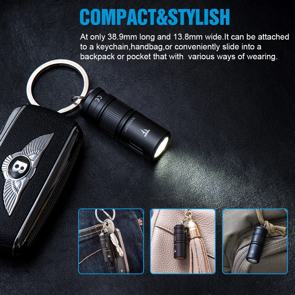 Mini2 Mini Edc Flashlight Usb Rechargeable 220 Lumens Kechain 2 Switch Modes with Indicator Led Flash Light Torch Lamp