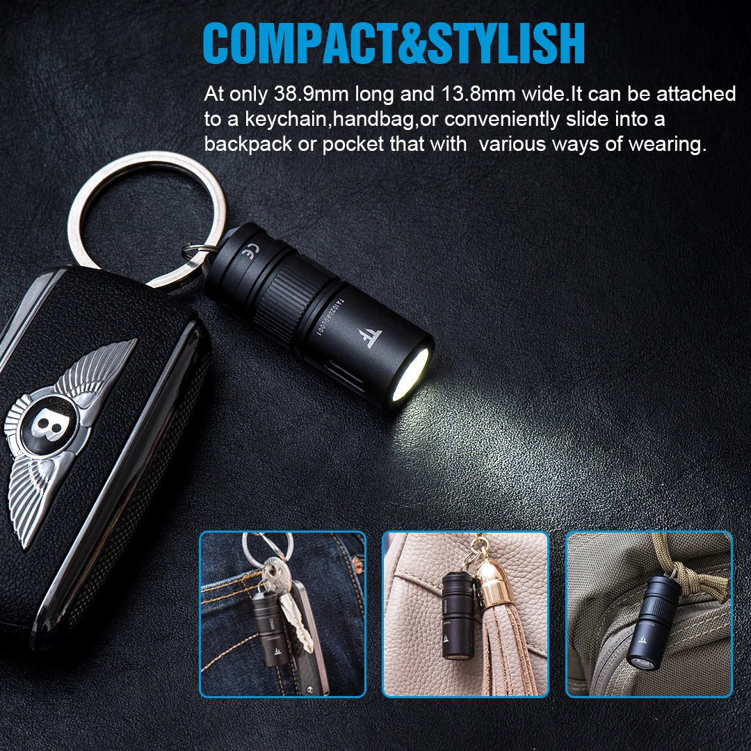 Mini2 Mini Edc Flashlight Usb Rechargeable 220 Lumens Kechain 2 Switch Modes with Indicator Led Flash Light Torch Lamp