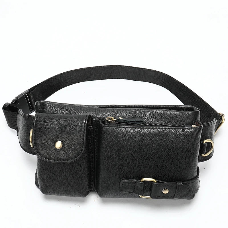 Genuine Leather Waist Packs Men Waist Bags Fanny Pack Belt Bag Phone Bags Travel Waist Pack Male Small Waist Bag Leather