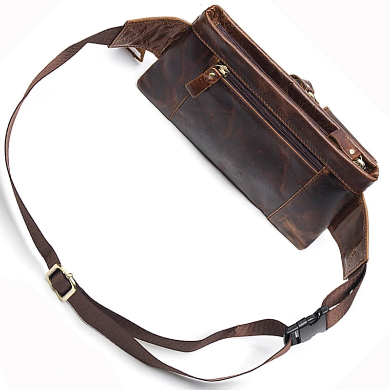Genuine Leather Waist Packs Men Waist Bags Fanny Pack Belt Bag Phone Bags Travel Waist Pack Male Small Waist Bag Leather