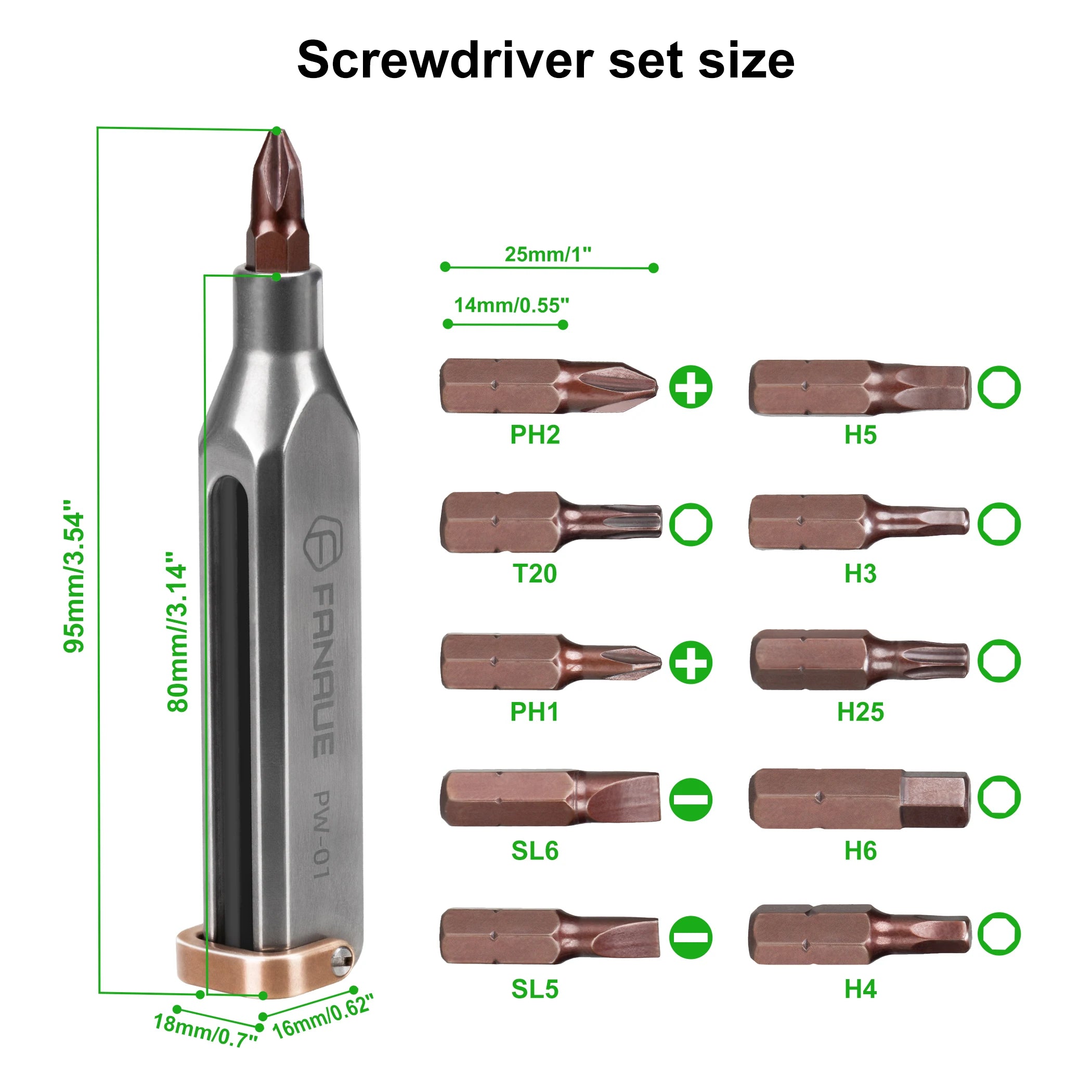 FANAUE Titanium EDC Mini Precision Pocketscrewdriver Set, 10-In-1 Professional Grade Magnetic Repair Multitool Kit