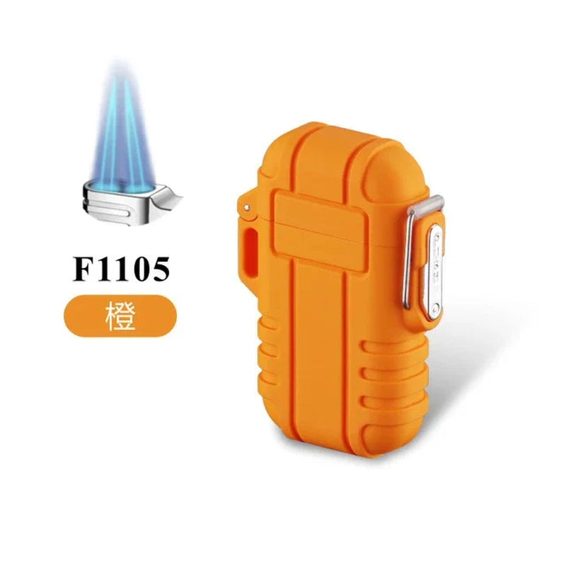 Outdoor Waterproof Lighter with Lanyard Portable Blue Flame Jet Lighter Butane Turbo Cigar Lighter Camping Wading Men'S Gadgets