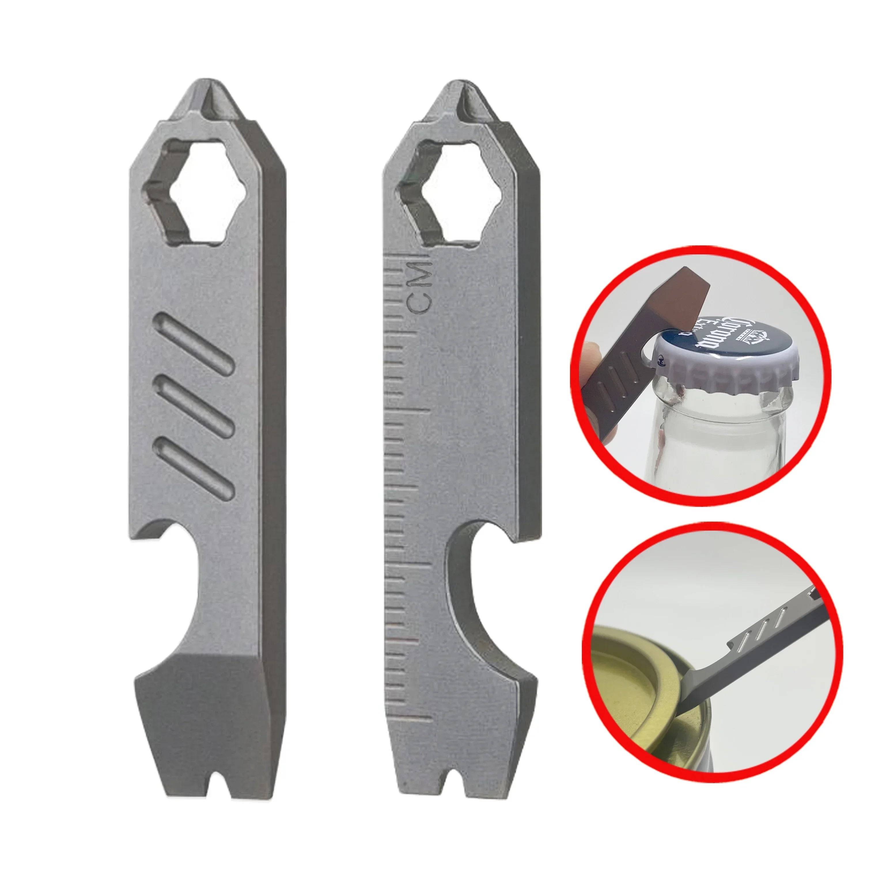 1PC EDC Mini TC4 Titanium Alloy Crowbar Bottle Opener Graduated Hex Wrench Outdoor Gadgets Multi-Functional Camping Equipment