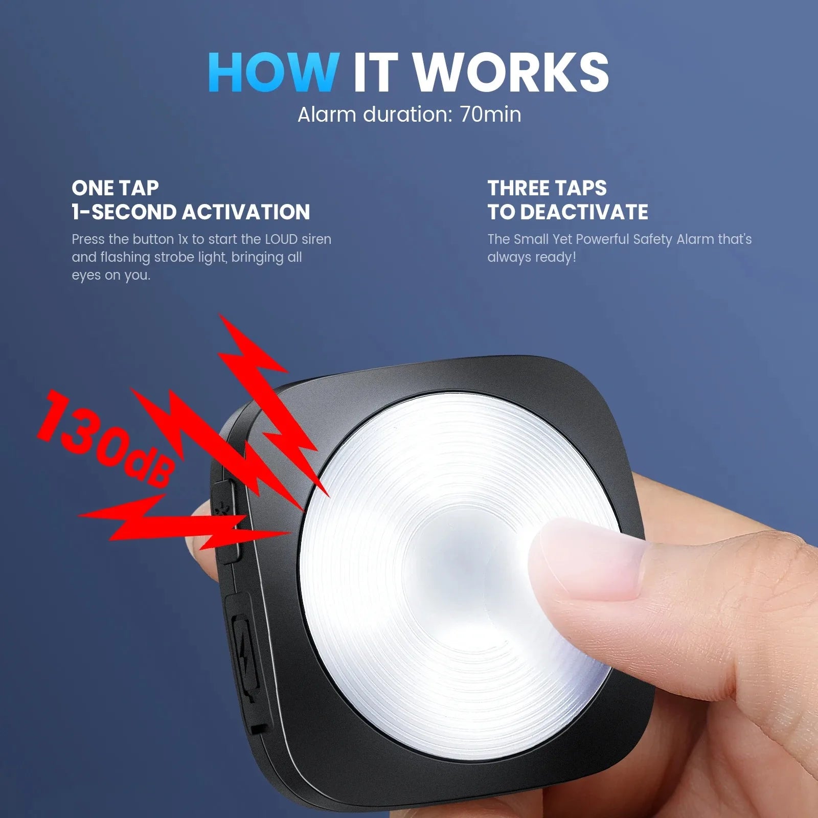 Keychain Personal Alarm Recharge Portable Emergency SOS Security Flashlight Self Defense Alarm for Women Children Elders
