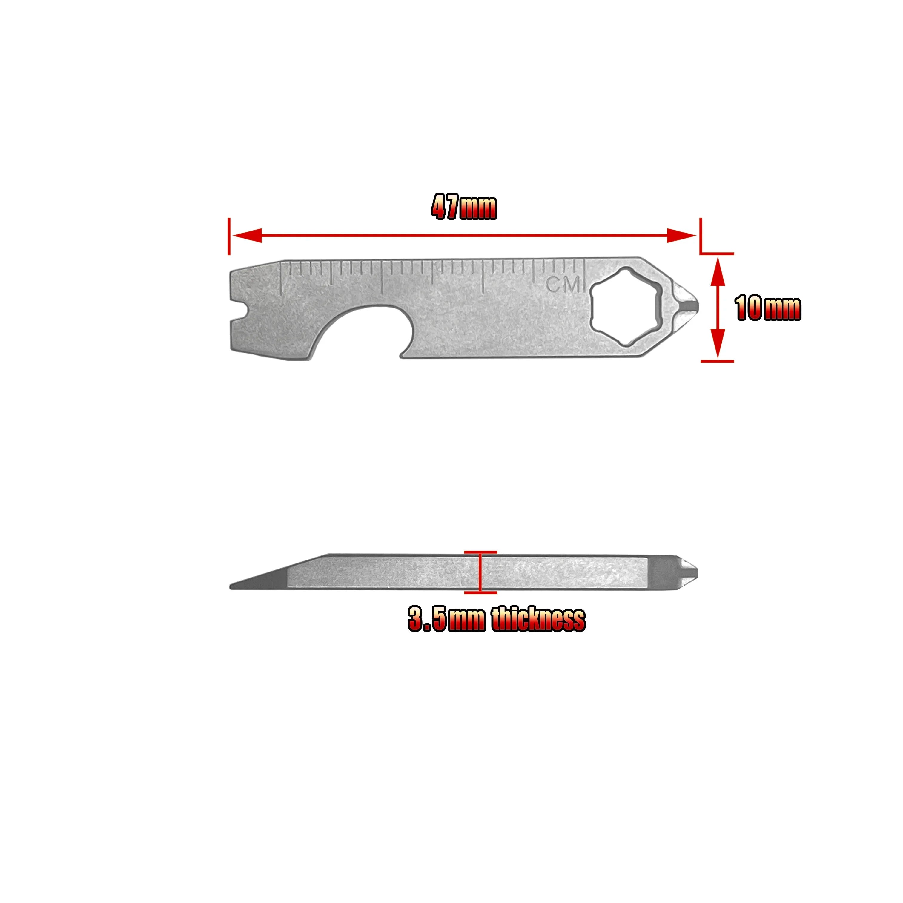 1PC EDC Mini TC4 Titanium Alloy Crowbar Bottle Opener Graduated Hex Wrench Outdoor Gadgets Multi-Functional Camping Equipment