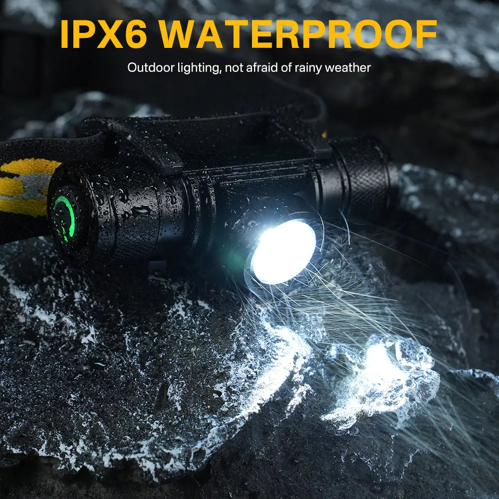 D10 LED Headlamp Powerful 3000LM Waterproof Headlight Type-C Rechargeable 18650 Head Torch Camping Fishing Lantern
