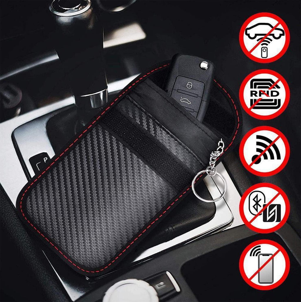 Faraday Bag for Key Fob (2 Pack), Car RFID Signal Blocking Pouch,Key Fob Signal Blocker, Black Anti-Theft Signal Blocker, Remote Entry Smart Fob Case