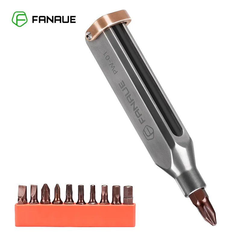 FANAUE Titanium EDC Mini Precision Pocketscrewdriver Set, 10-In-1 Professional Grade Magnetic Repair Multitool Kit