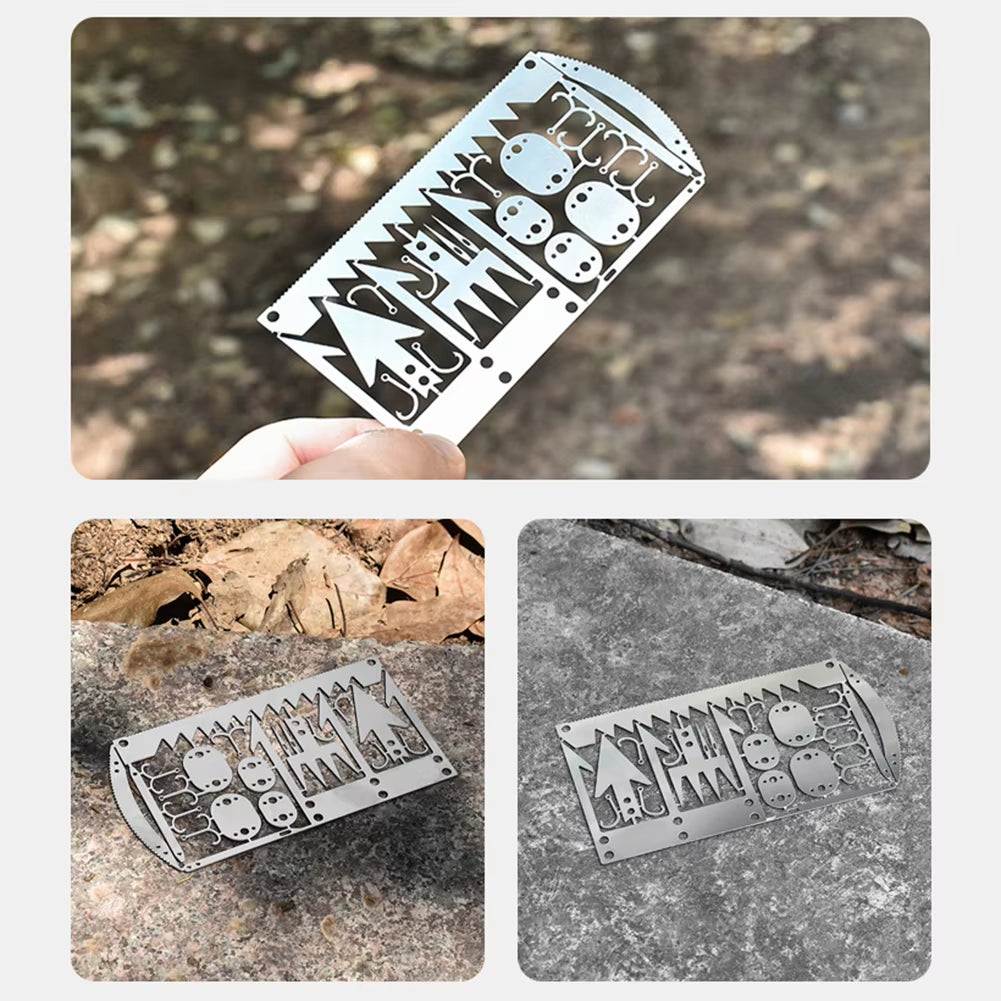 Survival Tool Card Outdoor EDC Survival Fishing Hook Card Multifunctional Portable for Camping Hiking Fishing Hunting Tool Cards